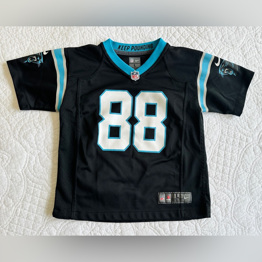 Nike NFL GREG OLSEN #88 CAROLINA PANTHERS Youth Sz L On-Field NFL Black Jersey